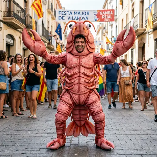 Man in Spanish Shrimp Costume: Unique Halloween Outfit