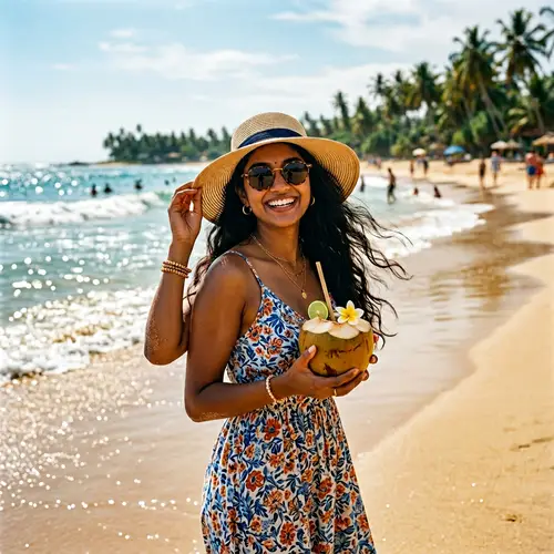 Stunning South Asian Woman at Sunny Beach | Summertime Beauty
