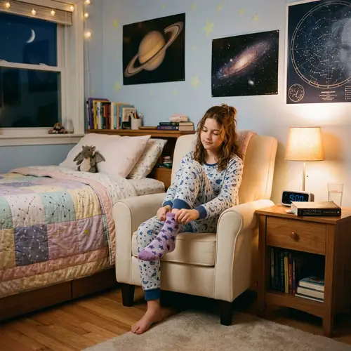 Cozy Evening Routine: 13-Year-Old Girl Prepares for Bed