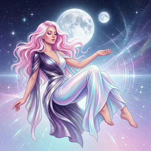 Mystical Vaporwave Illustration of a Cosmic Goddess