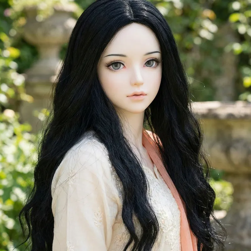 Radiant Woman with Pale, Smooth Skin and Grey Almond Eyes