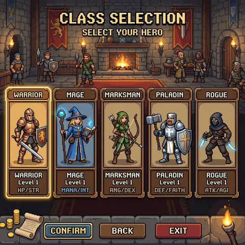 Runescape RPG Pixel Art: Class Selection