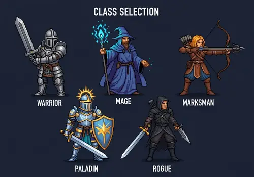 Runescape RPG Pixel Art: Class Selection