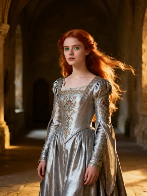 Enchanting Medieval Beauty: A Young Woman in Silver