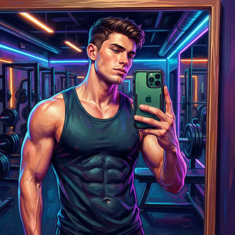 Striking Young Model in Gym | Fitness Digital Art