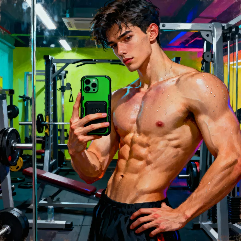 Striking Young Model in Gym | Fitness Digital Art