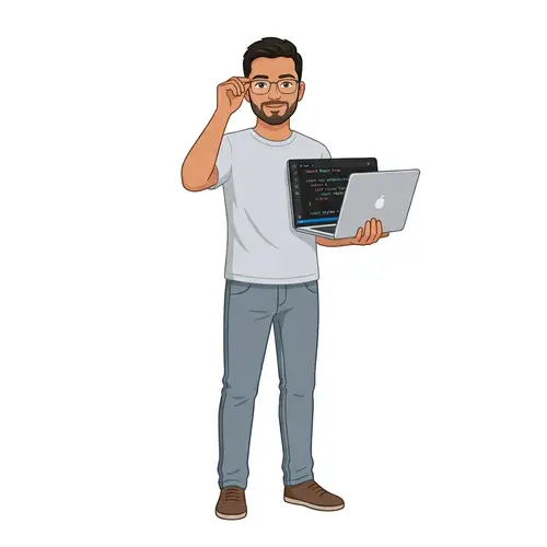 Minimalistic Frontend Developer Avatar PNG - South Asian Male