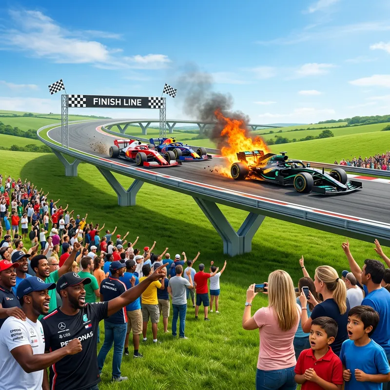 Exciting Formula 1 Finish with Explosive Twist: Creative Racing Scene