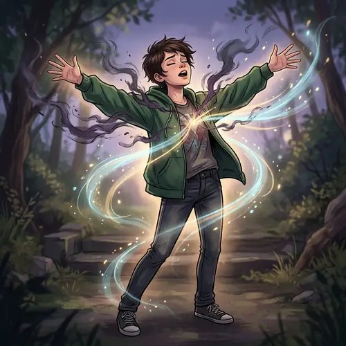 Teenage Girl Liberating Herself: Expressive Illustration