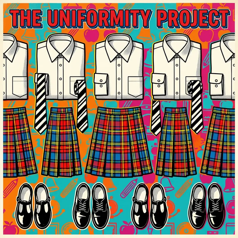 School Uniform in Pop Art Style: Vibrant 1950s Palette