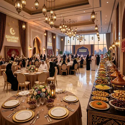 Elegant Ramadan Buffet in Modern Event Hall