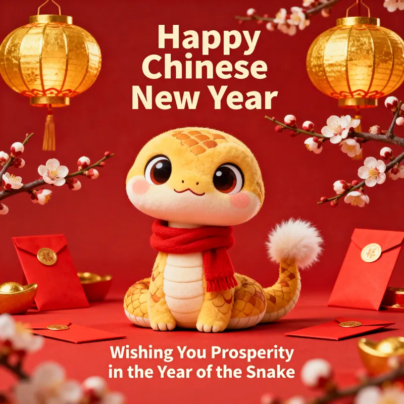 Adorable Chinese Snake New Year Greetings