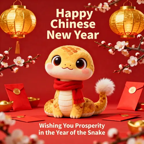 Adorable Chinese Snake New Year Greetings