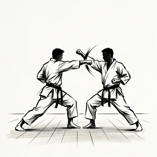 Minimalist Karate Art | Simple Figures in Monochrome Tones