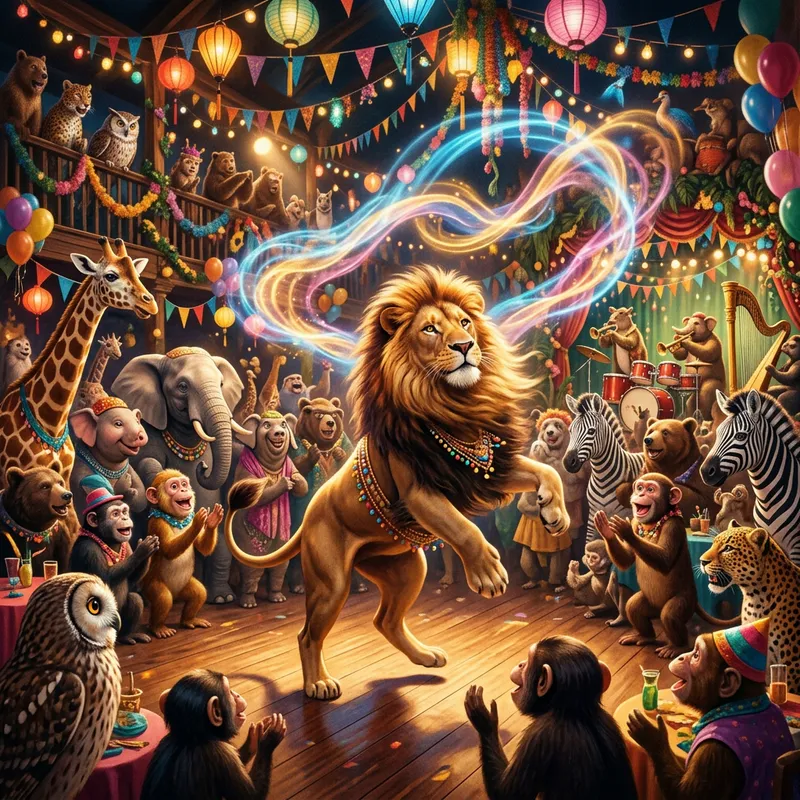 Energetic Lion Dancing at Festive Celebration