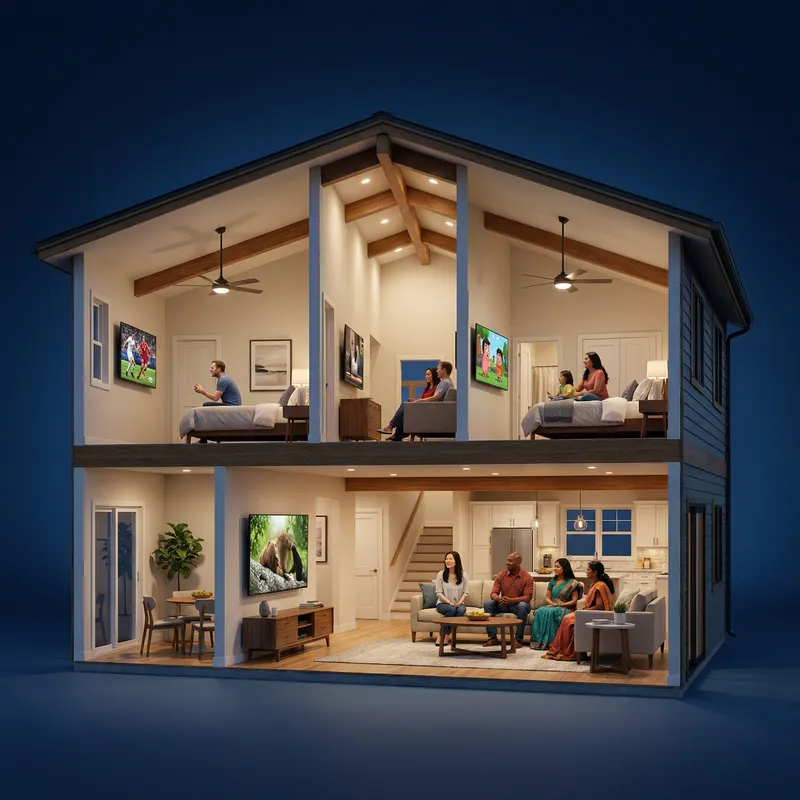 Detailed Architectural Design: Two-Storey House with TV in Every Room