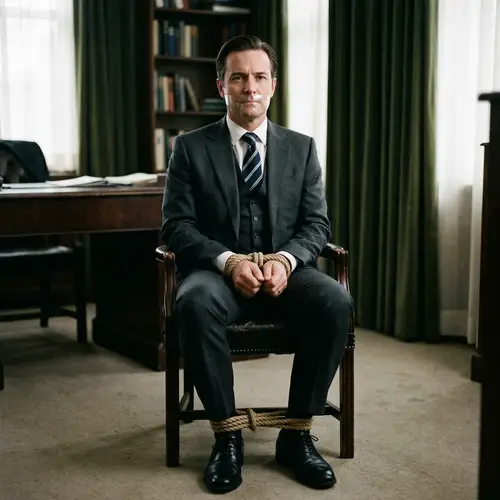 Dignified Businessman Bound in Suit | Resilient Captive