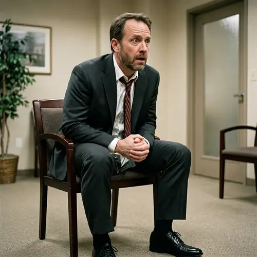 Man in Suit Seated on Chair | Surprise Expression