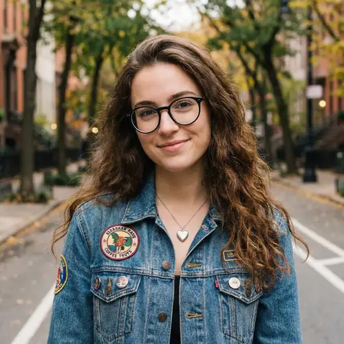 Stylish Girl with Wavy Hair and Glasses