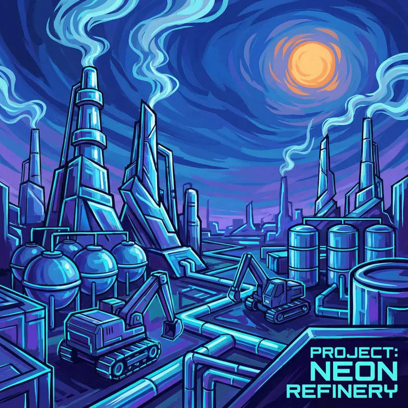 Futuristic Oil Refinery Landscape Artwork