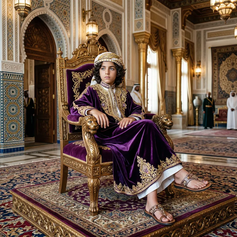 Regal Young Boy in Traditional Arab Costume