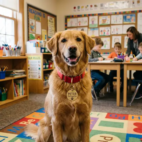 Peter the Class Pet: Dog with Red Collar
