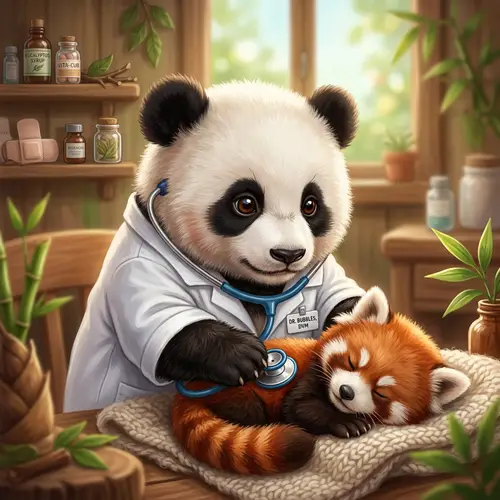 Cute Baby Panda Doctor in Heartwarming Art