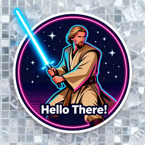 Obi-Wan Kenobi TikTok Sticker with Lightsaber