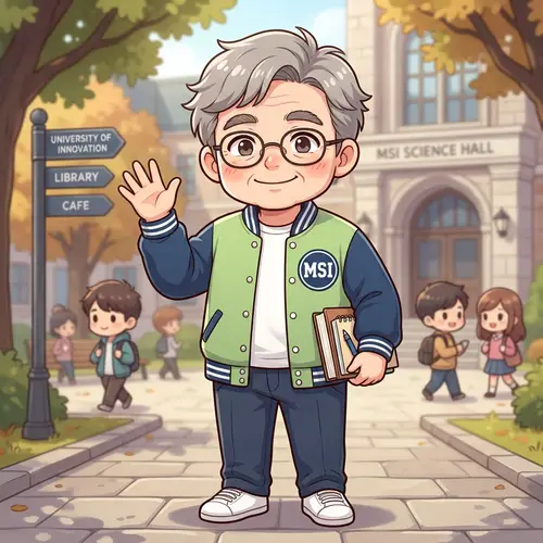 Chibi Anime Professor Illustration with MSI Patch