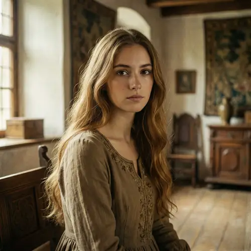 Serene Beauty: Fine Art Portrait with Renaissance Aesthetic