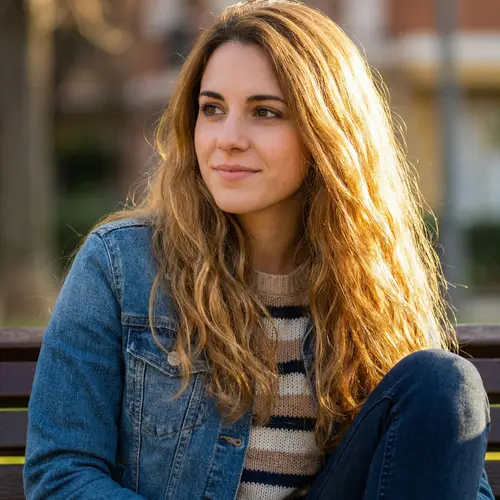 19-Year-Old Caucasian Girl with Long Golden Brown Hair