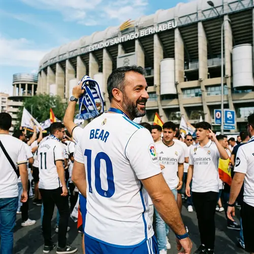 Man with Bear in Real Madrid Jersey