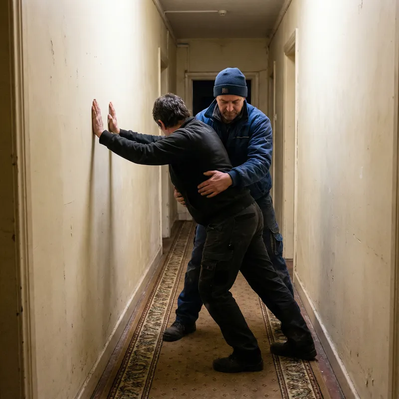 Intimate Duo in a Hallway | Supportive Posture Intimate Duo in a Hallway | Supportive Posture