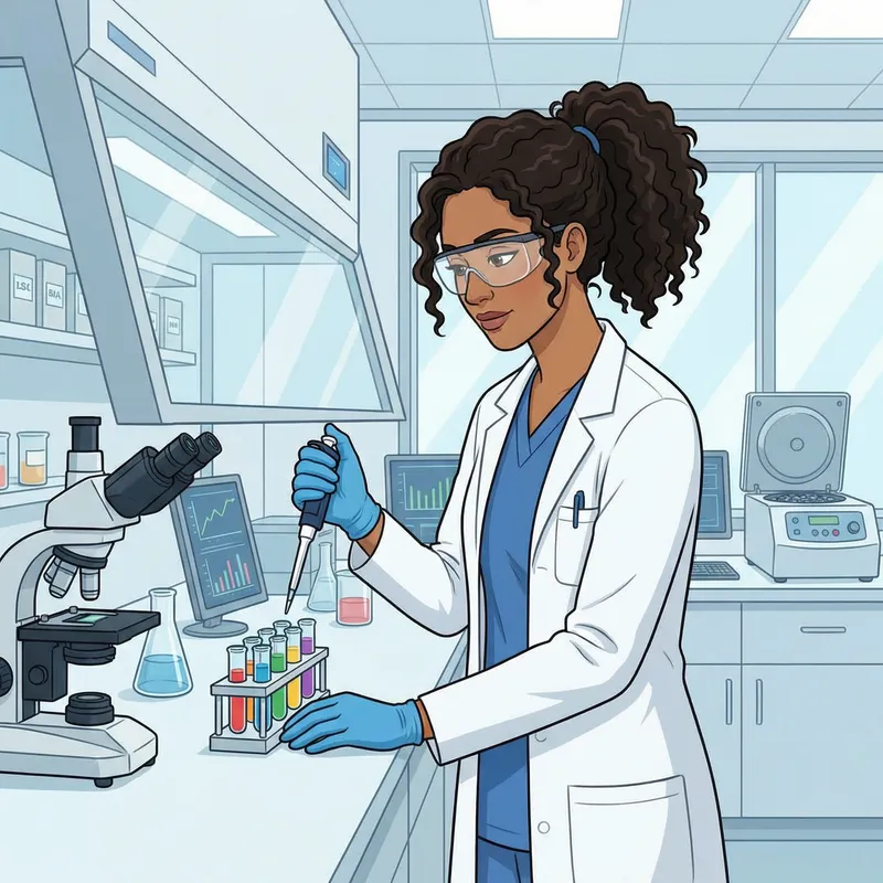 Animated Middle-Eastern Woman Lab Tech | Health Experiment Specialist