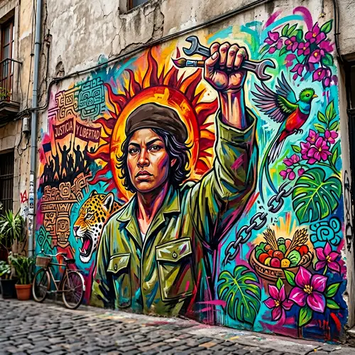 Latin American Revolutionary Street Art Mural