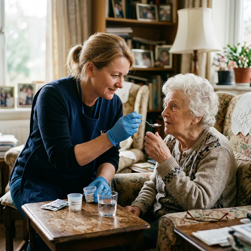 Heartfelt Scene: Compassionate Care Worker Helping Disabled Woman