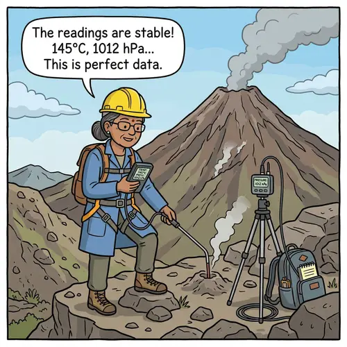 Scientist Experimenting Near Volcano | Temperature & Pressure Measurement