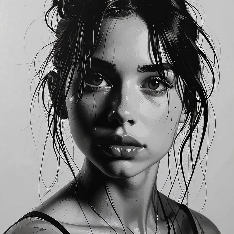 Charcoal Portrait of a Girl in Casey Baugh Style