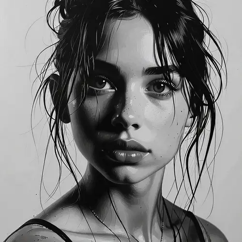 Charcoal Portrait of a Girl in Casey Baugh Style