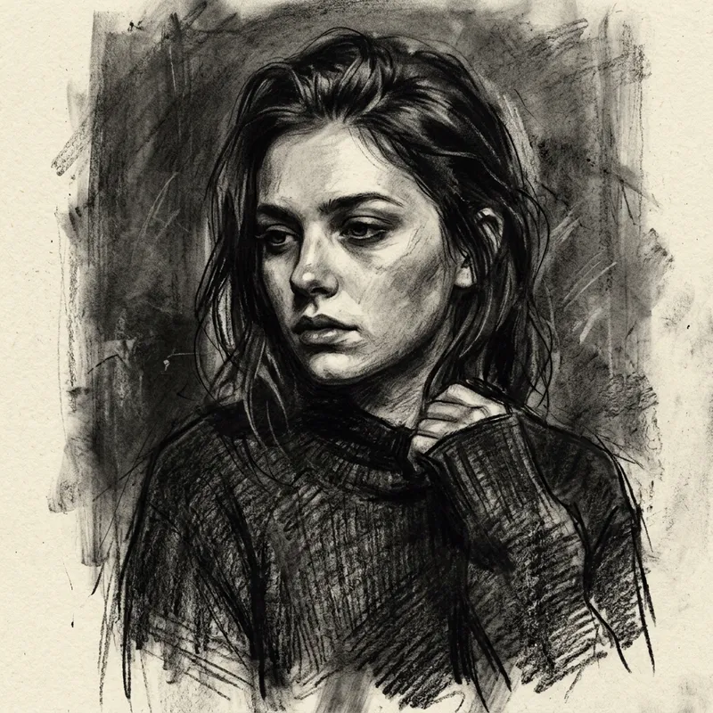 Charcoal Portrait of a Girl in Casey Baugh Style