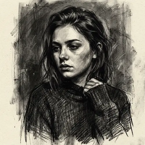 Charcoal Portrait of a Girl in Casey Baugh Style