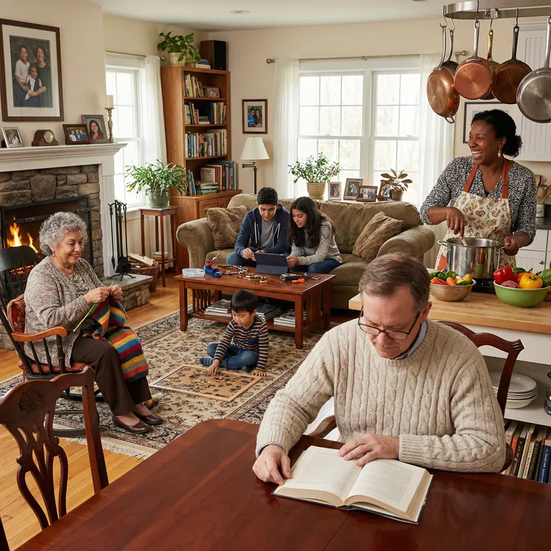Diverse Home Scene: A Warm Family Gathering