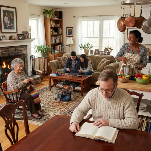 Diverse Home Scene: A Warm Family Gathering