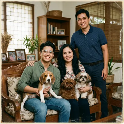 Filipino Family Portrait with Vintage Film Camera