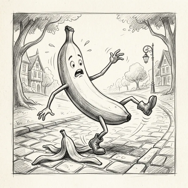 Amusing Walking Banana Slips | Graphite Pencil Drawing
