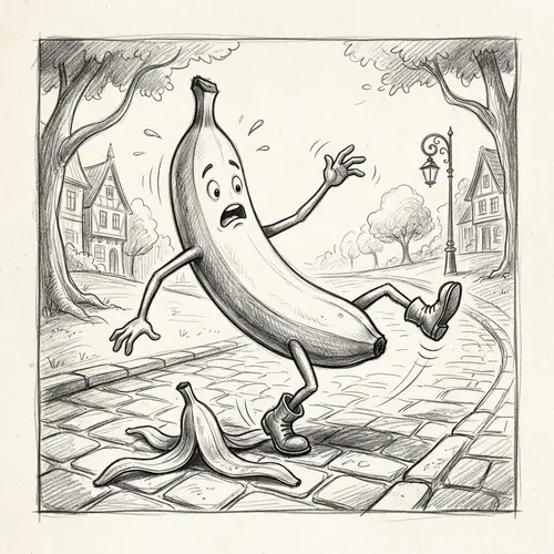 Banana Walking and Slipping | Amusing Pencil Drawing