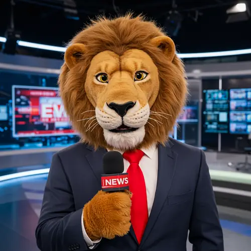 Lion Mascot Anchor for News Channel