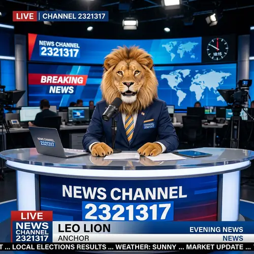 Lion Mascot Anchor for News Channel
