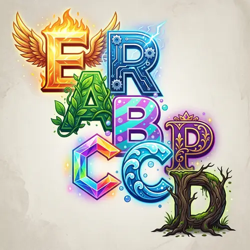 Creative Artistic Composition with Letters RCPABCDE