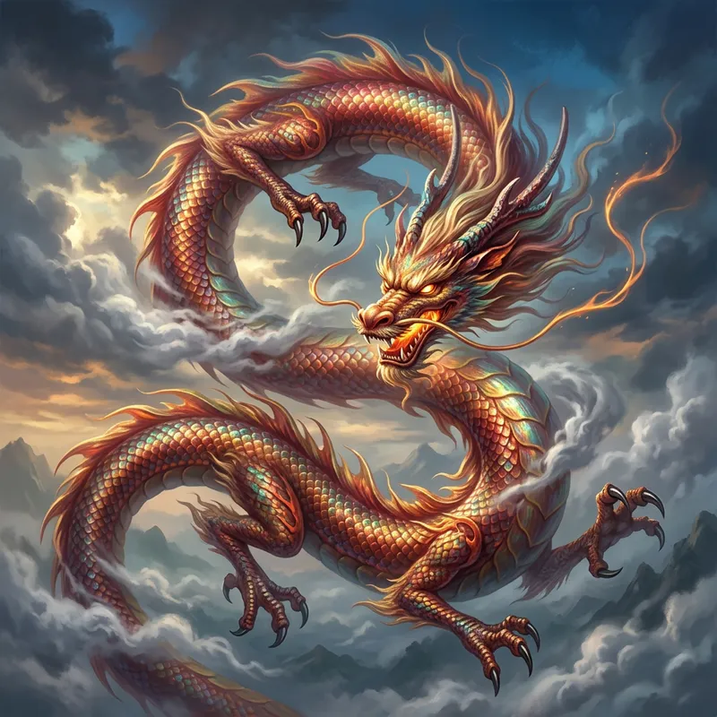 Majestic Chinese Dragon Coiling Gracefully